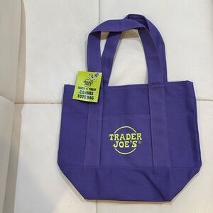 Trader Joe's Trick-or-Treat Mini Canvas Tote Limited Edition Purple Colors NWT